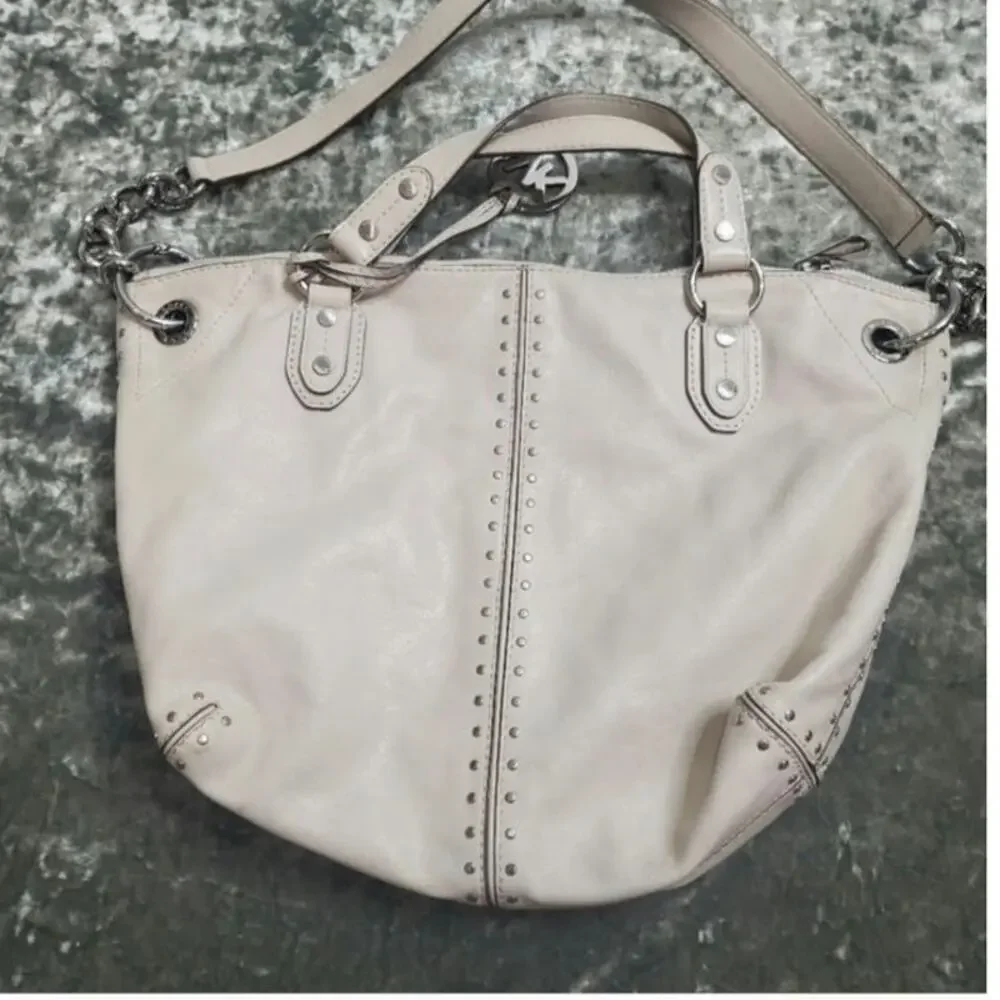 Michael Kors Uptown Astor Stud‎ Shoulder Bag Cream